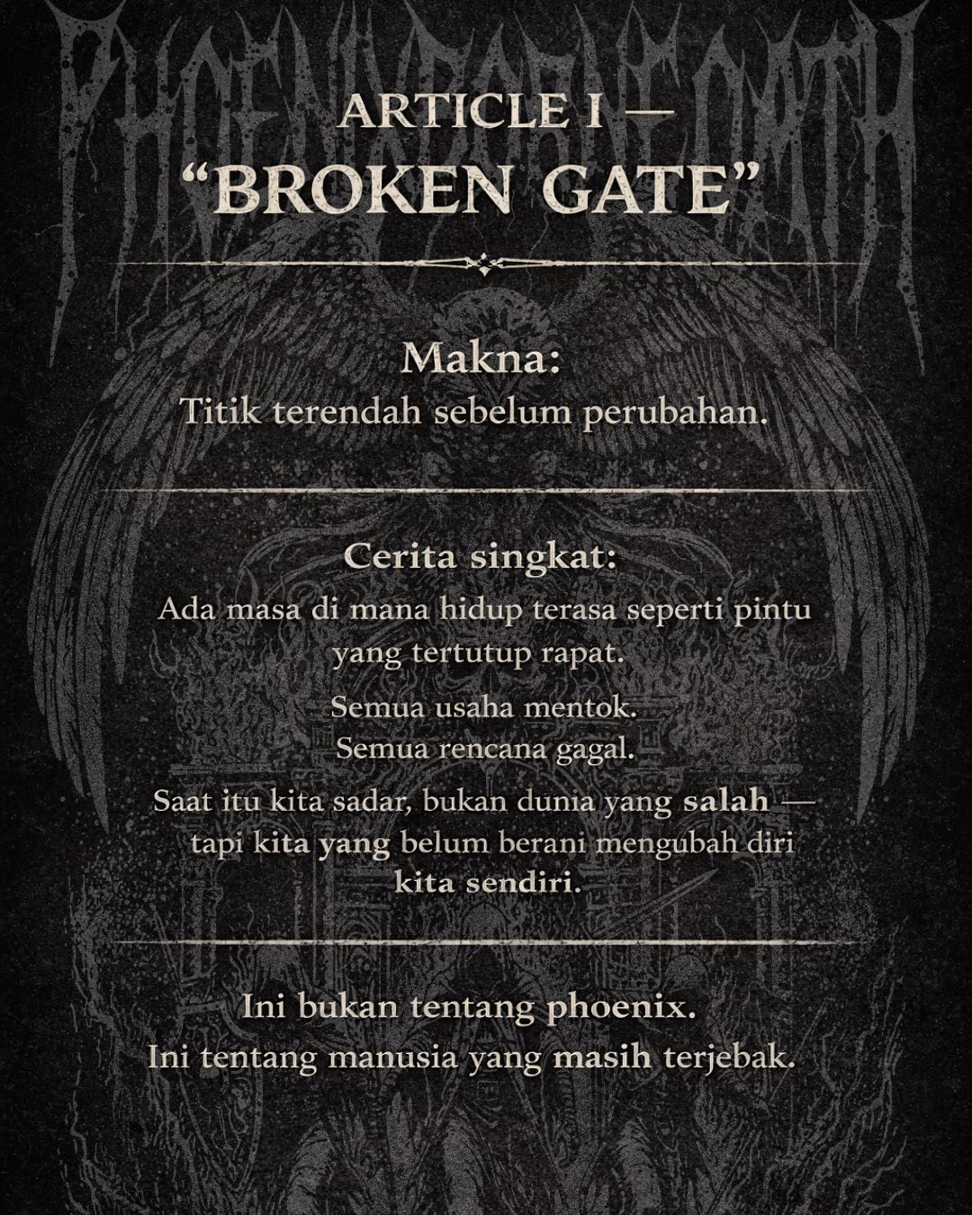 Phoenixborne Oath Broken Gate Tee back view black t-shirt